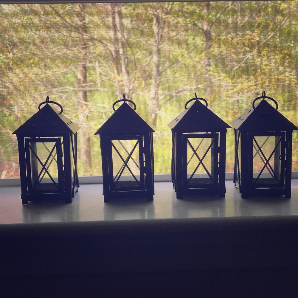 Set of 4 black tee light lanterns